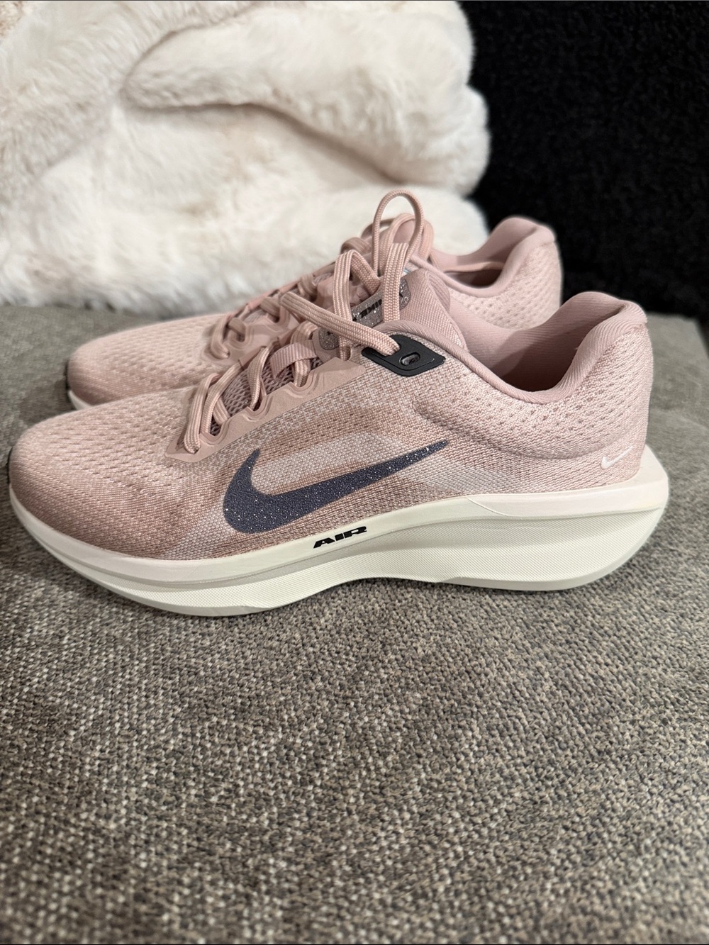 Nike Women’s Rose Pink Mesh Running Shoes with Dark Swoosh